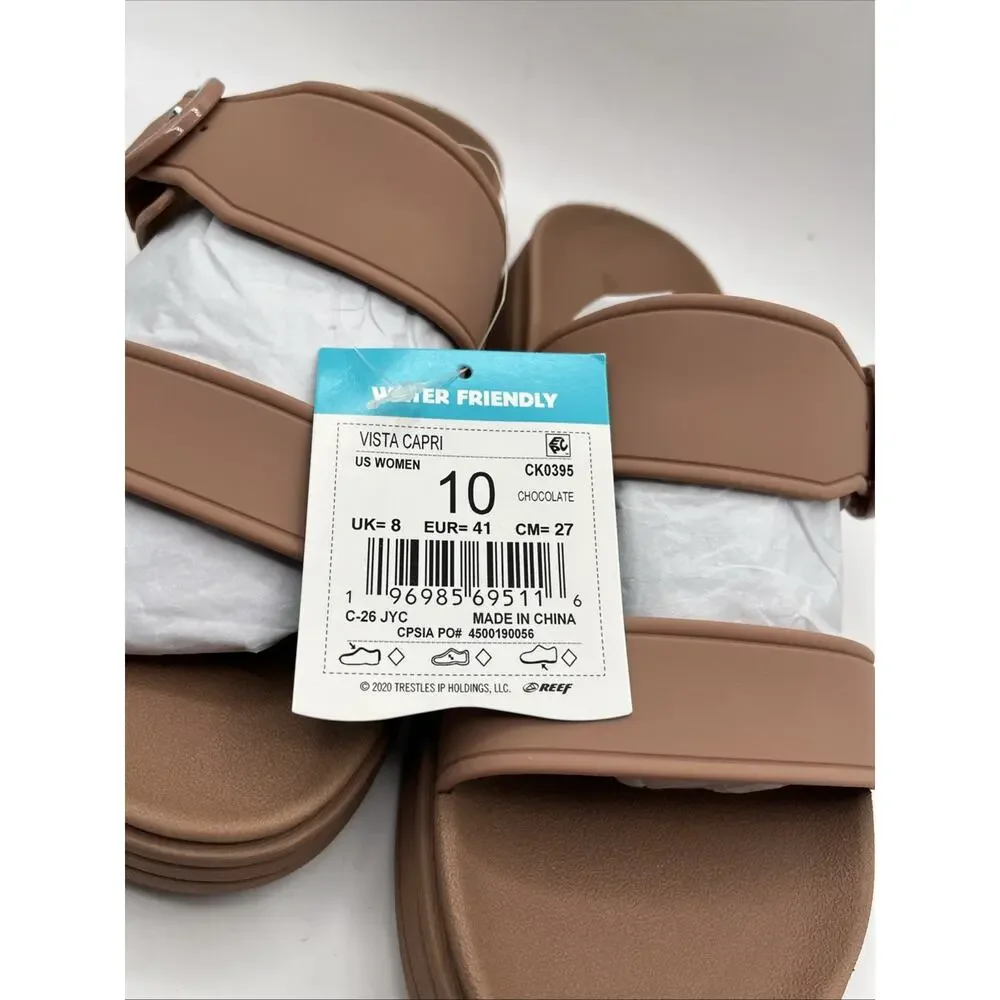 Reef Vista Capri Sandals Womens Slide Double Strap Comfort Sz US 10 Tan Brown - Picture 5 of 10